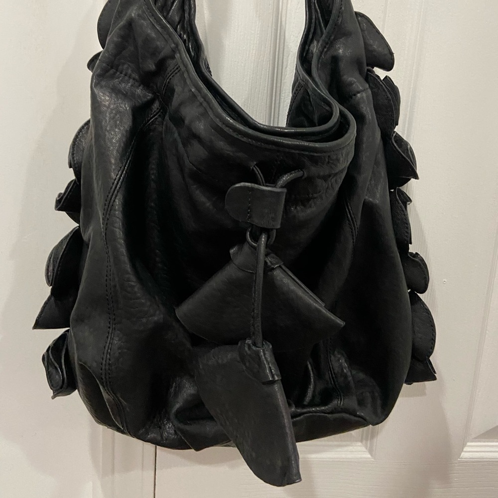 Black Leather Vince Camuto Shoulder Bag